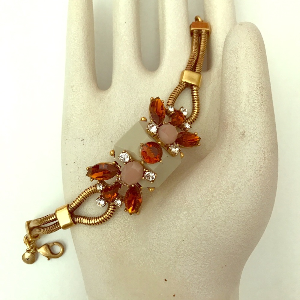 💍 J.CREW jeweled gold chain bracelet
